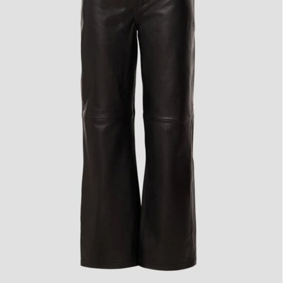 VEDA Pants Black Real Leather High Waisted US 10- 12 - Picture 9 of 10
